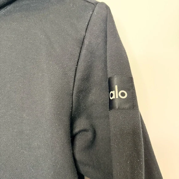 ALO Yoga hype Black Zip-Up Hoodie Sweater - Picture 6 of 9
